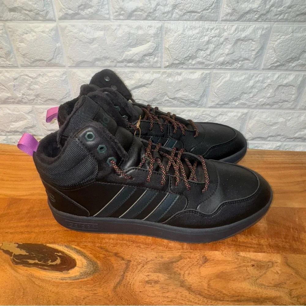 Adidas Hoops 3.0‎ Mid WTR Black with Multicolor Laces